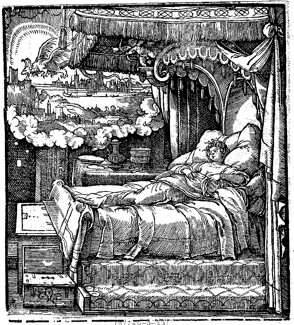 Illustration of a dreaming woman